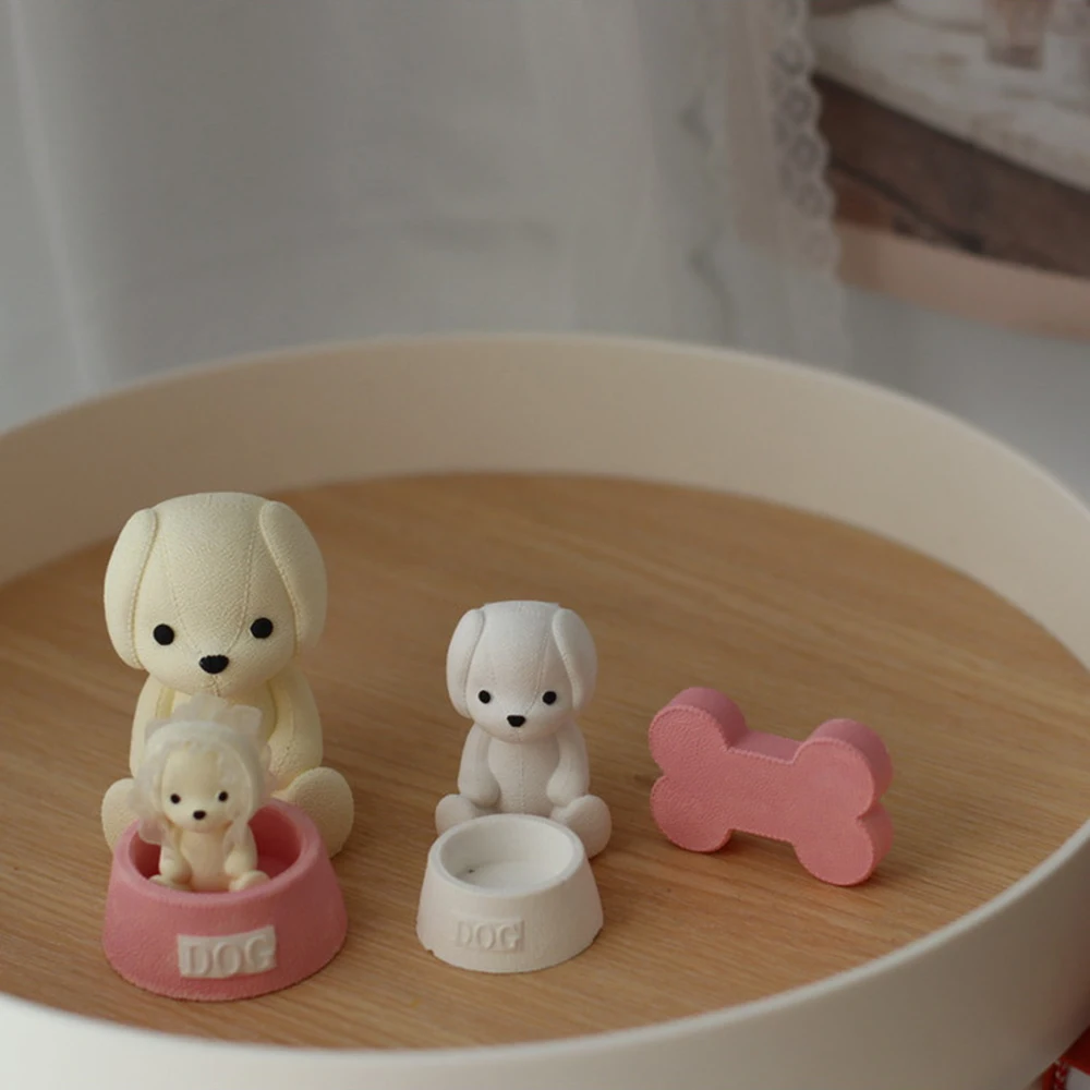 

Leather Lop-eared Dog Silicone Mold Parent-child Aromatherapy Gypsum Candle Baking Decoration DIY Handmade Silicone Candle Molds
