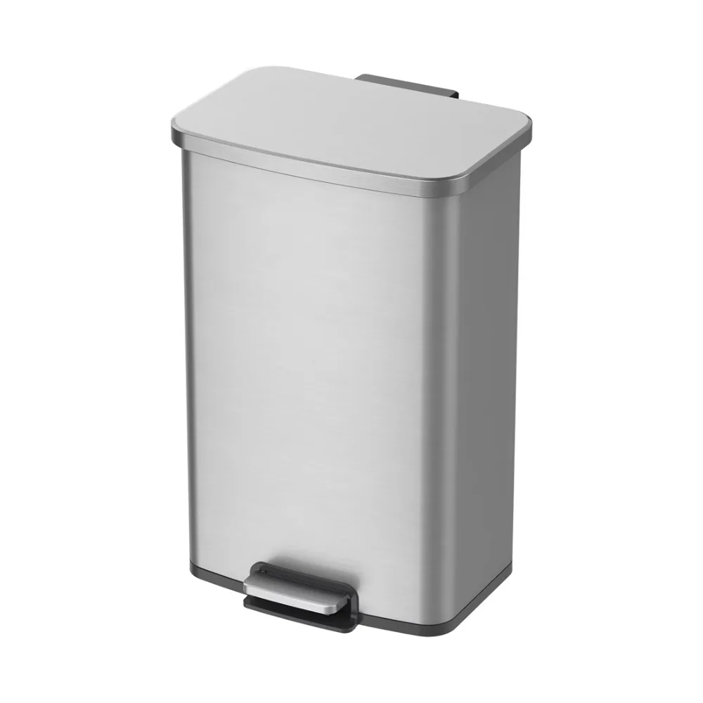 

Прямоугольная мусорная корзина из нержавеющей стали объемом 13,2 галлонов, мусорная корзина для кухни, легкая в обслуживании, для более длительной уборки