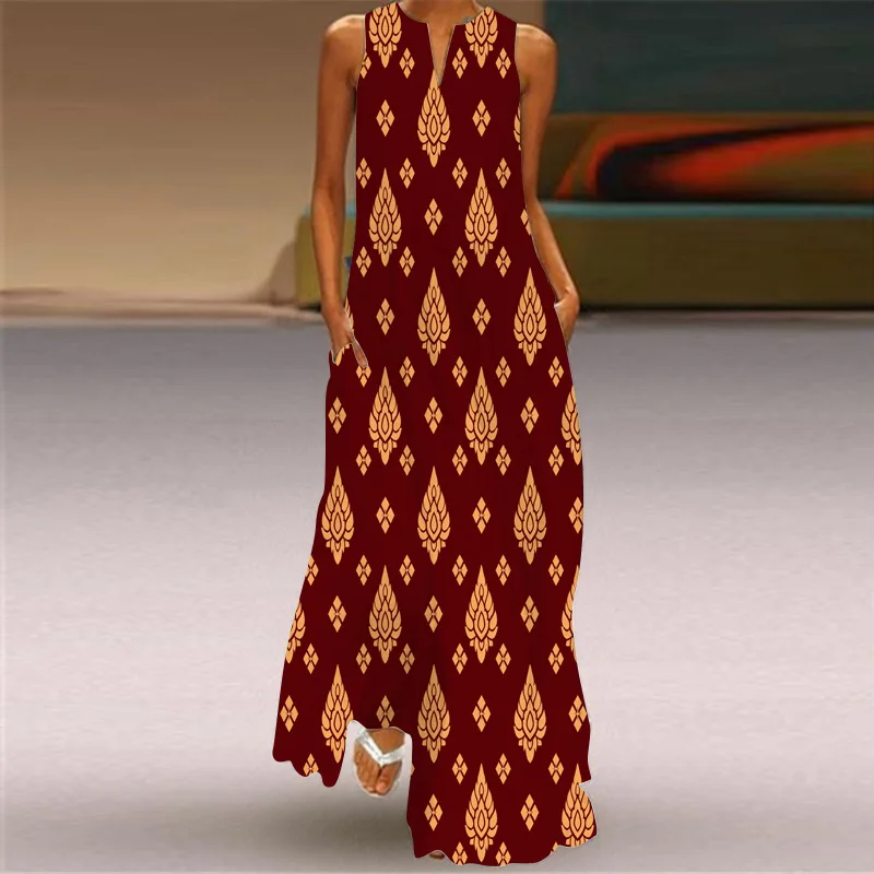 

Женское длинное платье с V-образным вырезом, без рукавов