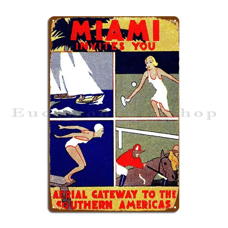 1935 Майами приглашает вас металлический знак Клуб Персонализированные таблички