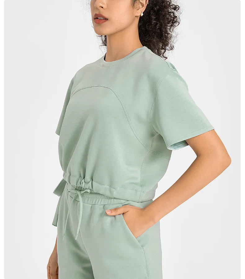 LuluTop Women Gym Sport Shirts Women's Short Sleeve Top Yoga Crop Womens Clothing T-shirts Outdoor Leisure Jogging Sportswear