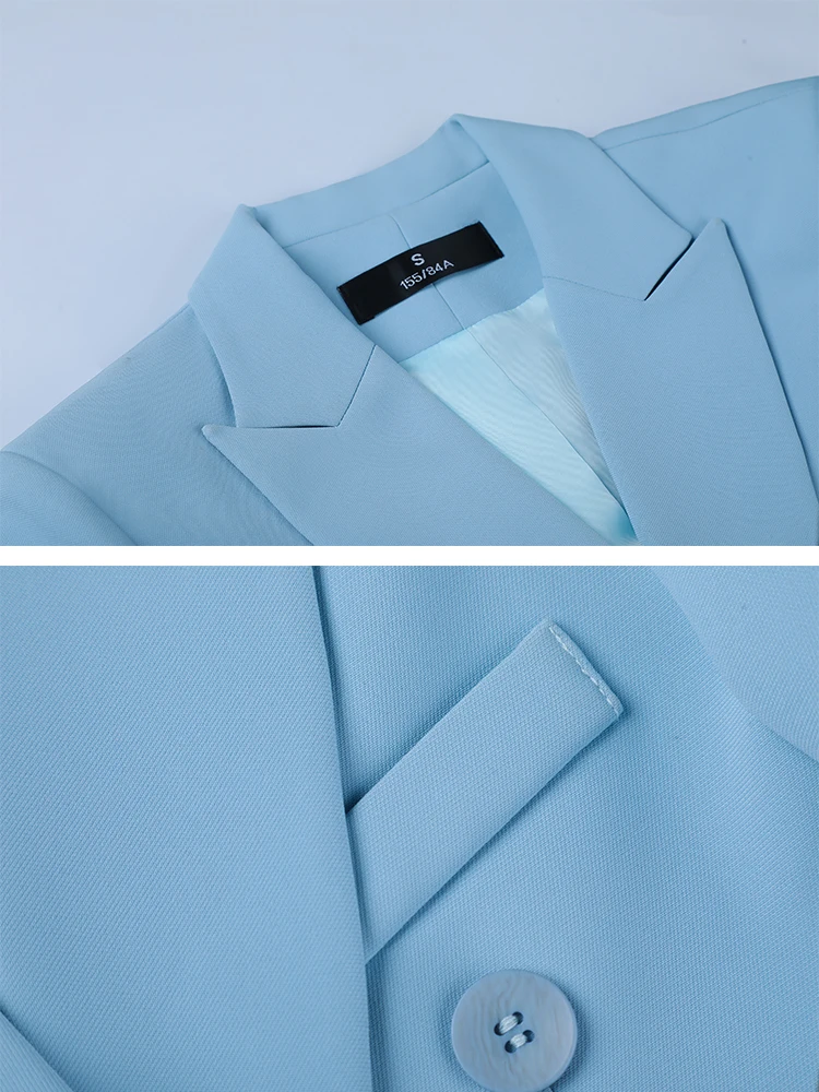 Women's Jacket 2023 New in Blue Black Coffee Casual Double Breasted Long Sleeve Jacket Ladies Elegant Formal Office Blazer Coat