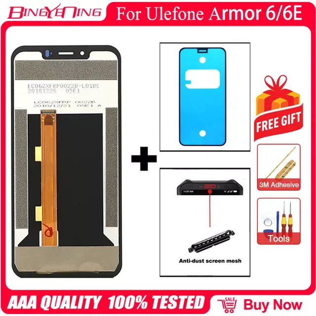 

BingYeNing For Ulefone Armor 6 6E 6S LCD Touch Screen Digitizer Display Screen Phone Accessories Assembly Replacement