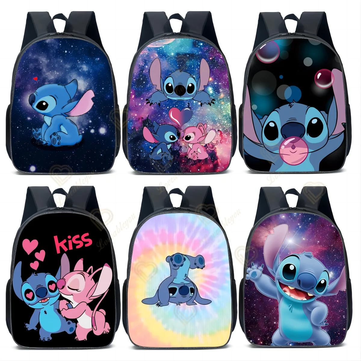 

16 Inch Disney Lilo Stitch Backpack Colorful Bag Boys Girls School Bags Teenager Student Bag Travel Mochilas