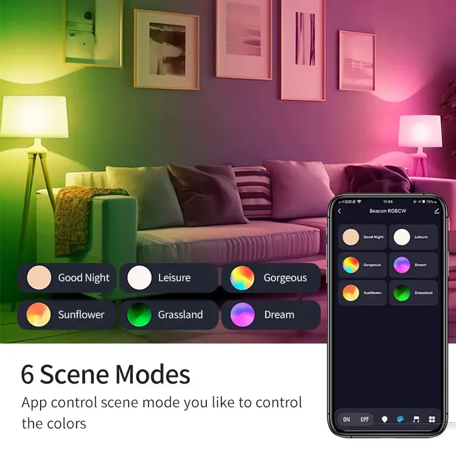 Tuya Bluetooth RGB Светодиодная лампа E27
