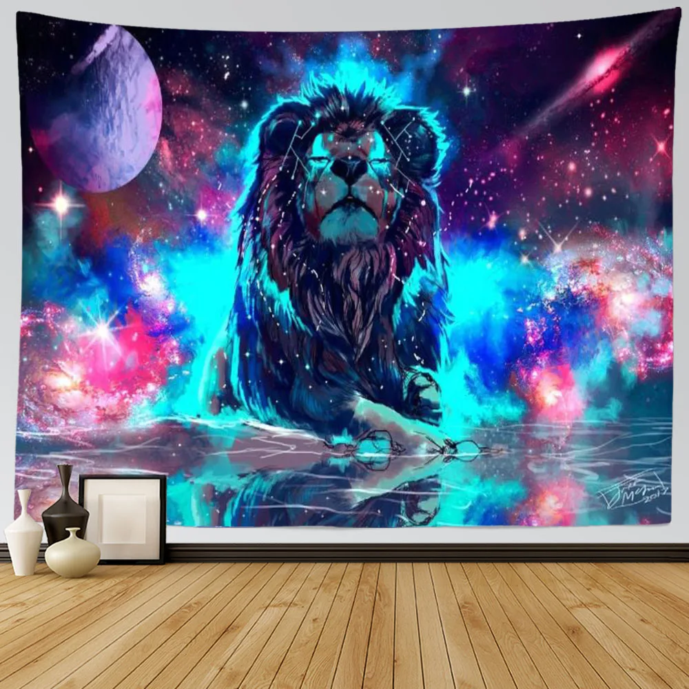 

3D HD Anime Wolf Animal Tapestry Wall Hanging Boho Home Decor Aesthetic Mandala Hippie Moon Room Hanging Cloth Wall Decoration