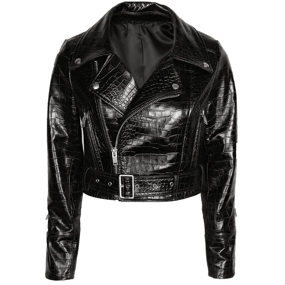 

2023 Spring Ladies Top Real Leather Crop Jacket Women