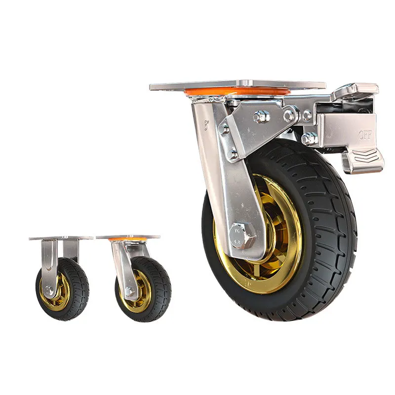 

4-inch Silent Rubber Casters, Roller Carts, Casters, Heavy-duty Universal Wheels, Brake Directional Brackets, Wholesale Wheels