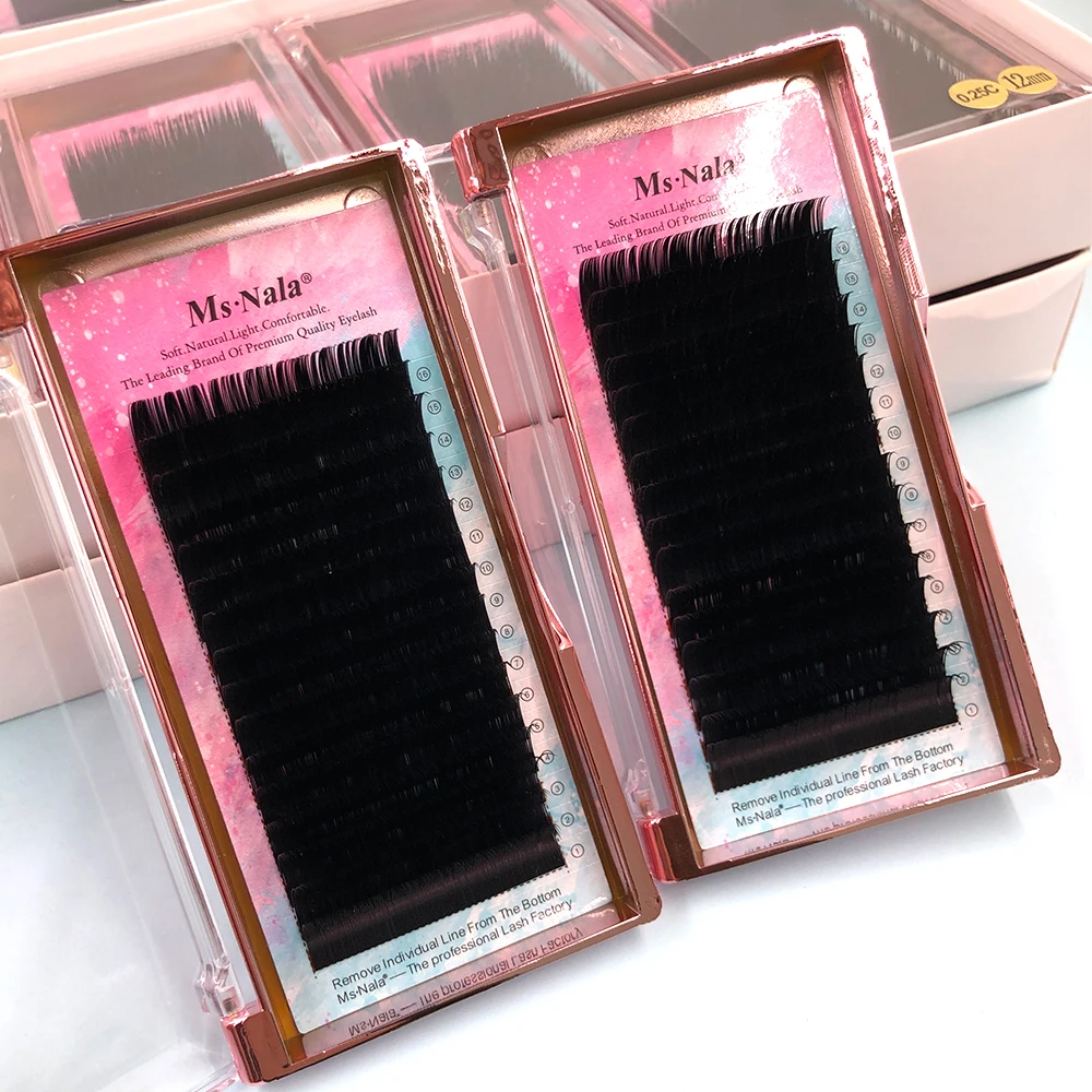 

MsNala 2 Cases 16 Rows C D Curl Eyelash Extension Supplies Soft Natural Faux Mink Lashes Individual Eyelashes Maquillaje Cilios