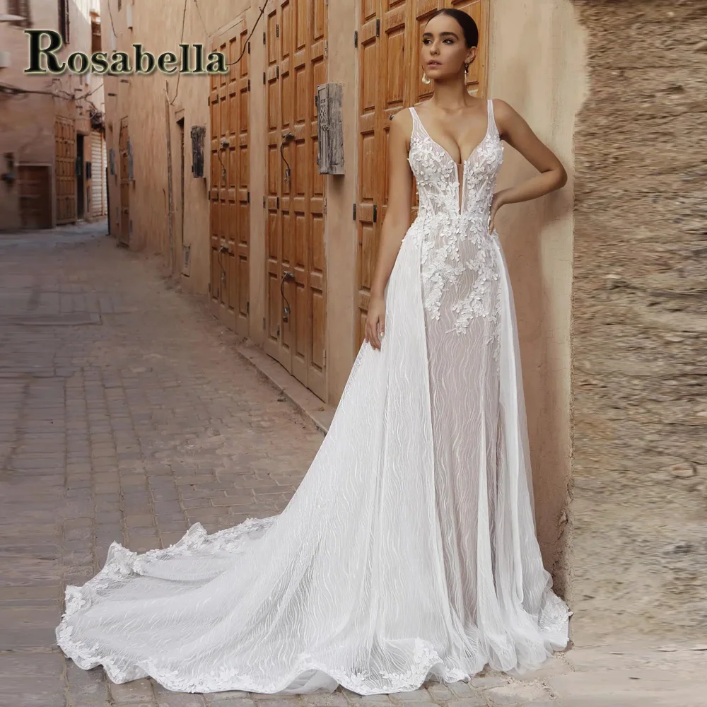 

Женское свадебное платье с вырезом ROSABELLA, очаровательное кисейное платье с аппликацией, индивидуальный стиль, большие размеры