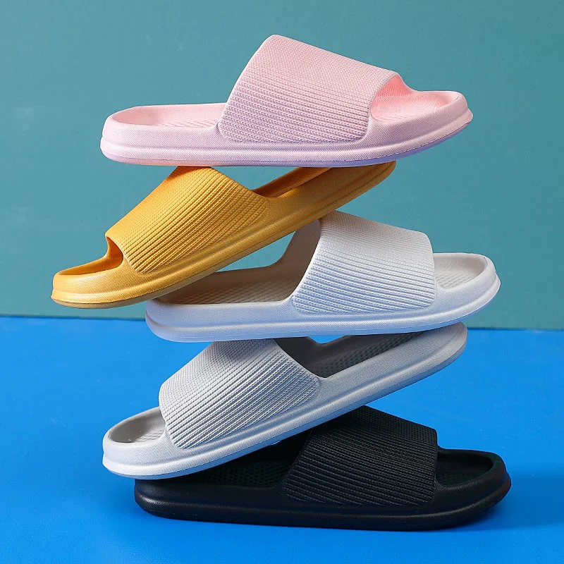 

WDZKN Fashion Concise Women Slippers Summer Flat Lightweight Home Bathroom Slippers Comfort Massage Women Indoor Slides