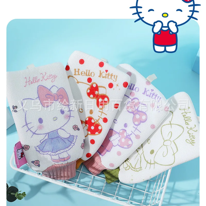 

Anime Kawaii Sanrioq Hello Kittys Exfoliating Bath Washcloth Body Scrub Shower Soft Towels Coarse Sand Sauna Bath Towel