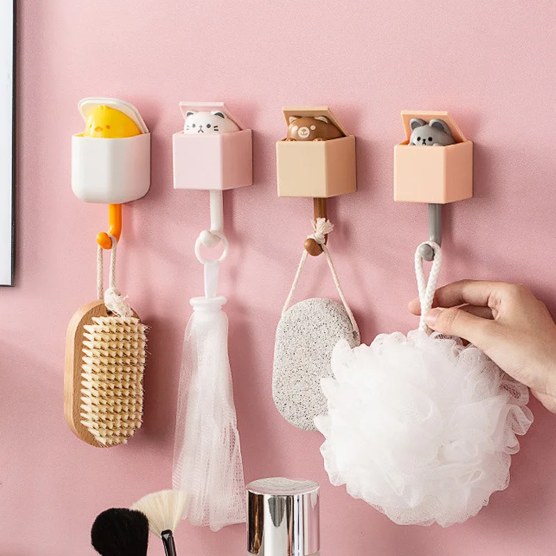 

1 PCS Creative Cat Hook Cute Seamless Dormitory Bedroom Door Hangers Hooks Key Umbrella Towel Cap Coat Rack Wall Decoration