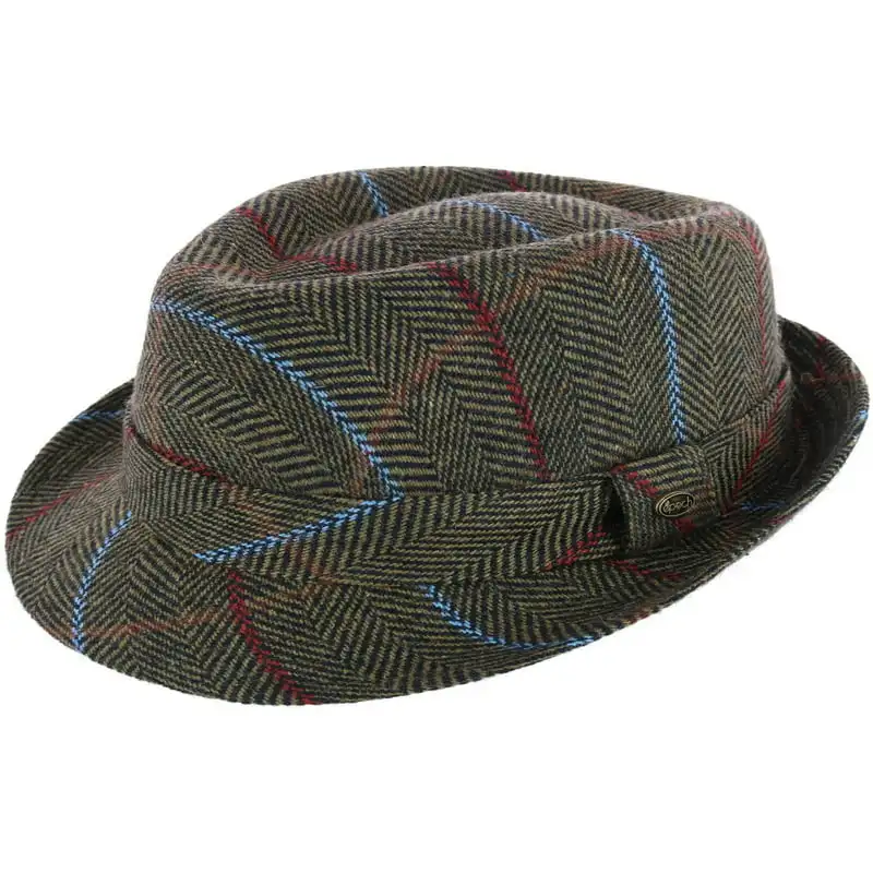 

Classic Plaid Wool Fedora Hat (Men)