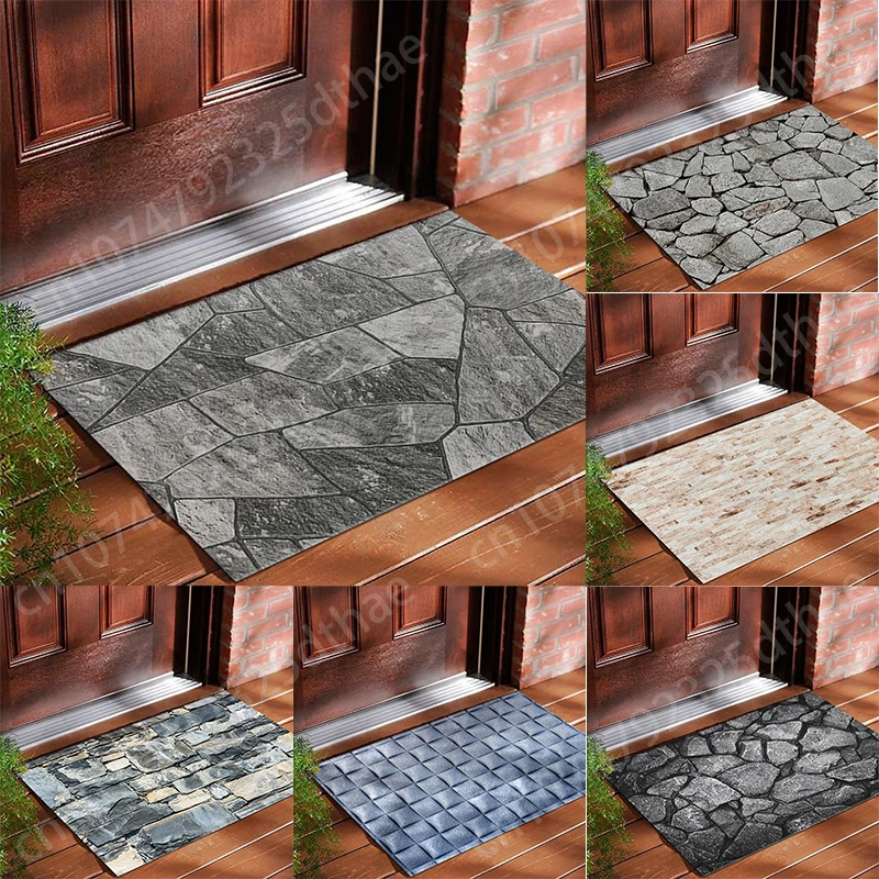 

3D Visual Entrance Door Mat Stone Pattern Stereo Household Entrance Door Carpet Porch Entrance Door Stain-resistant Floor Mats