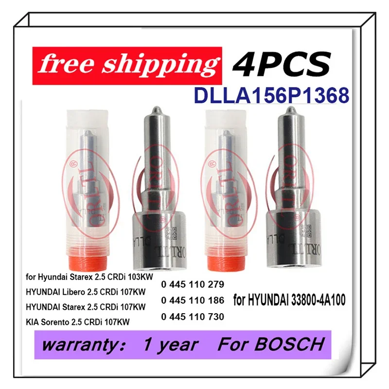 DLLA156P1368 0433171848 Для HYUNDAI 33800-4A100 338004 A100 0 445 110 279 186 730 Дизельная форсунка 4 шт.