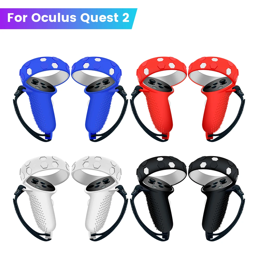 

Quest 2 VR Protective Cover+Anti-Lost Strap Controller Rocker Cap Handle Grips Silicone Case for Oculus Quest 2 VR Accesories