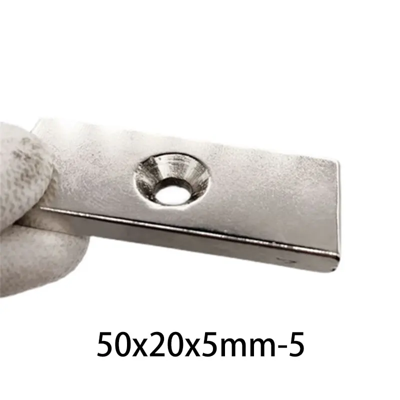 1/2/5/10 шт. 50x20x5-5 мм Большой ленточный блок с сильными магнитными отверстиями 5 50*20*5-5