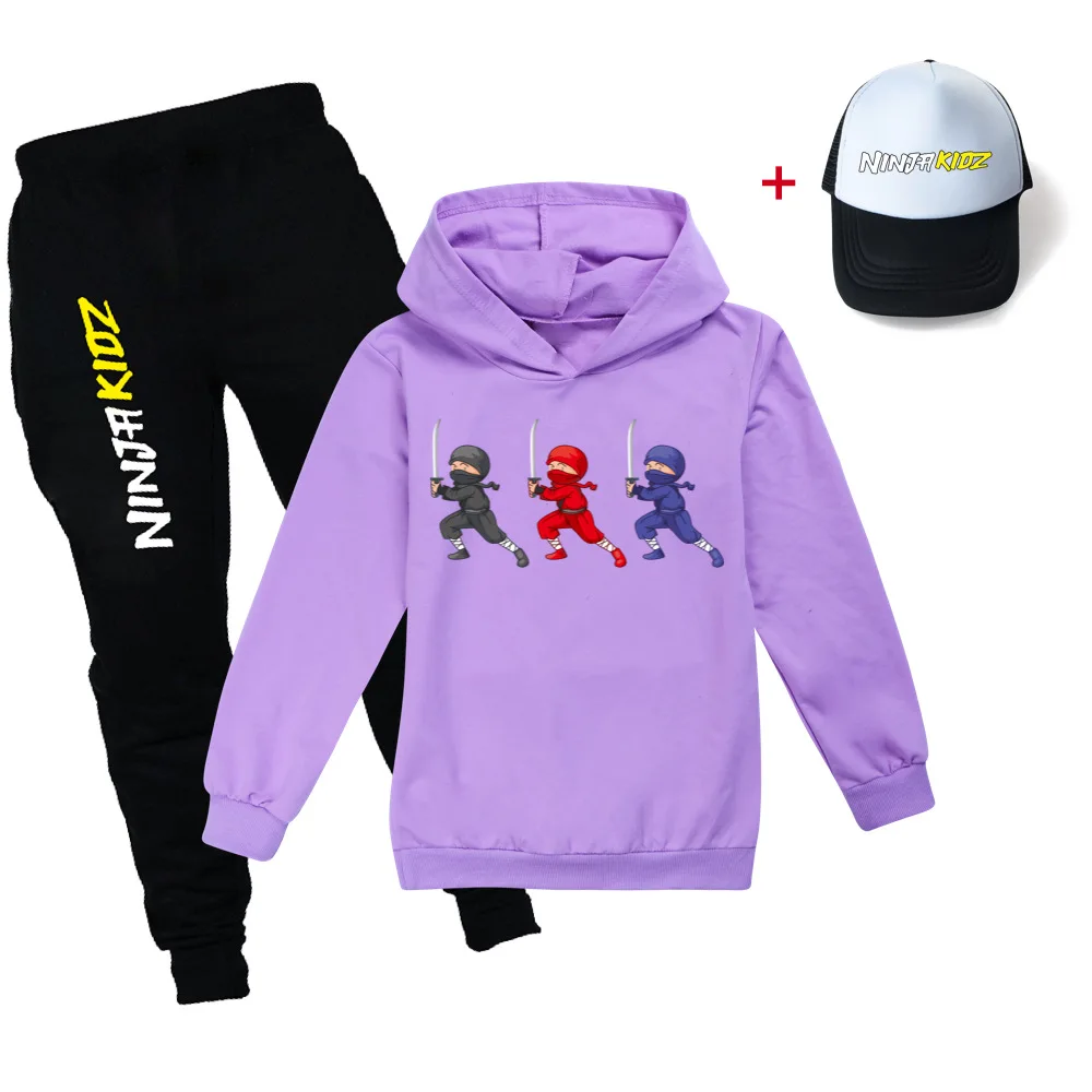 Ninja Kidz Spring Fall kids clothing Toddler hoodie sweatshirt+pants baby girls children clothes boy casual sportswear suit+hat