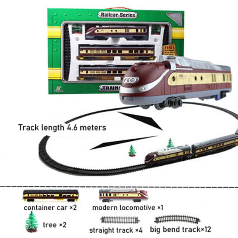 Electric Railway Train Tracks Locomotive Engine Steam Locomotive Child Educational Model Toys Whistle Car Trains Railroad Gift images - 6