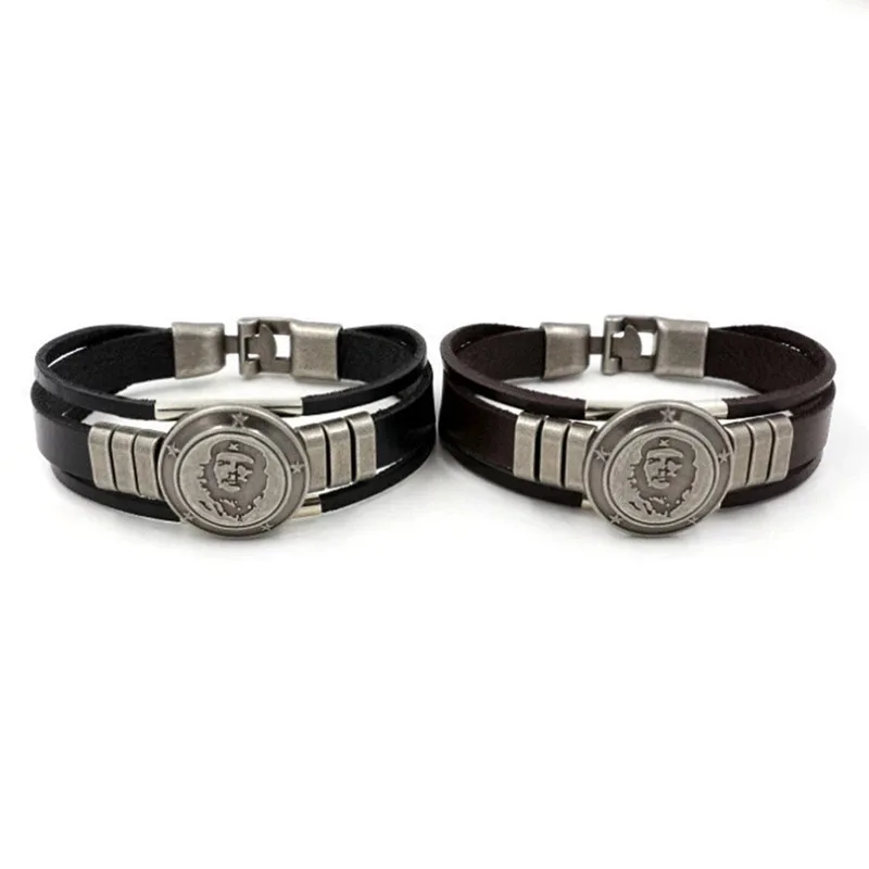

Men's New Style Bracelet Punk Portrait Rivet Leather Hand Jewelry Fashion Personality Street Shot Jewelry Student Harun Bracelet
