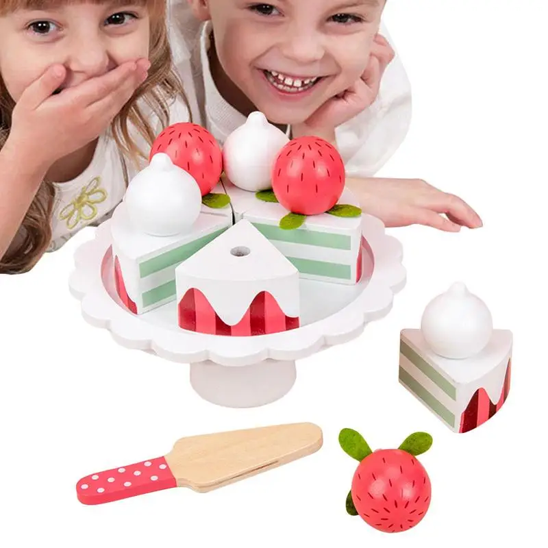 

Kitchen Play Toys Safe Educational Toy Realistic Kitchen Playset Wooden Play Food Pretend Food Cake Toy Attractive Interactive