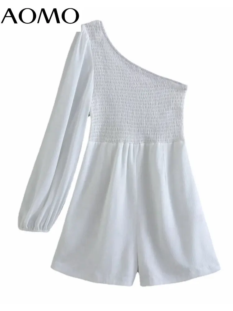 

Женский белый комбинезон с открытыми плечами AOMO, комбинезоны с рукавами-фонариками, женские повседневные шикарные комбинезоны 1F91A