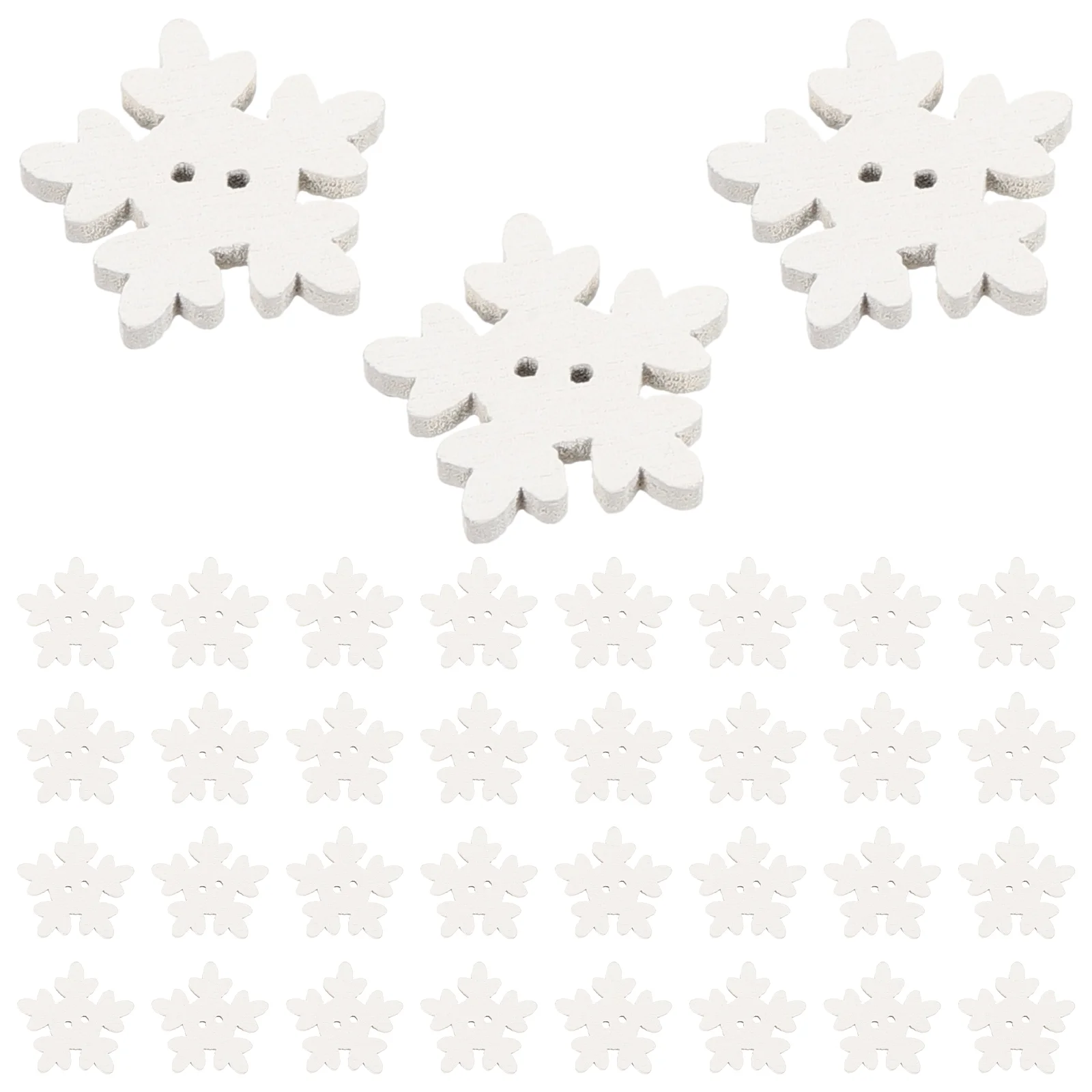 100 шт. рождественские декоративные пуговицы с принтом белая снежинка зеленое