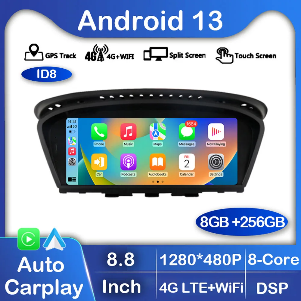 

8.8"Android 13 ID8 Wireless CarPlay Auto For BMW 5 3 Series E60 E61 E62 E63 E90 E91 E92 E93 CCC CIC Car Radio Multimedia Stereo