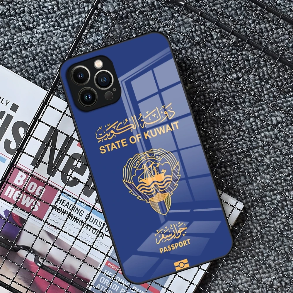 Чехол для телефона с флагом Паспорта Кувейт IPhone 16 15 14 Pro 11 13 12 Mini XS XR Max 6 8 7 Plus SE Glass