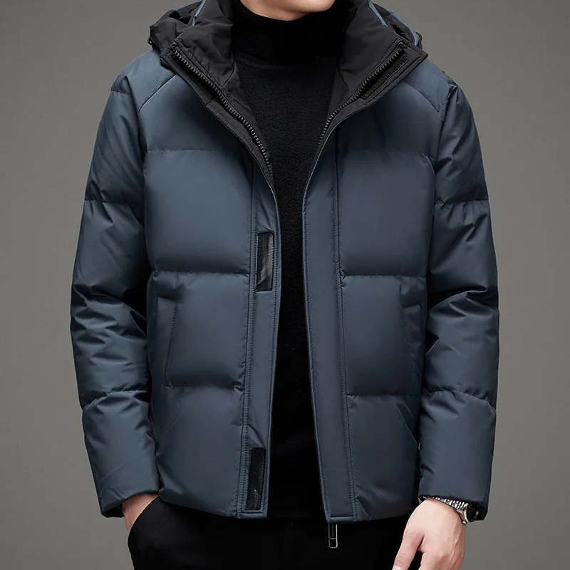 2023 New In Coats Winter Warm Men Fashion Hooded Coffee Down Jackets Male Casual Thicken 90% White Duck Down Parka Down Overcoat