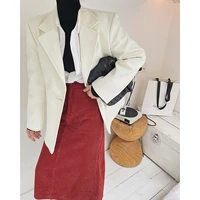 2022 women white tweed wool and mixtures coat jacket female oem autumn winter overcoat trench blazer za woman fashion oversize