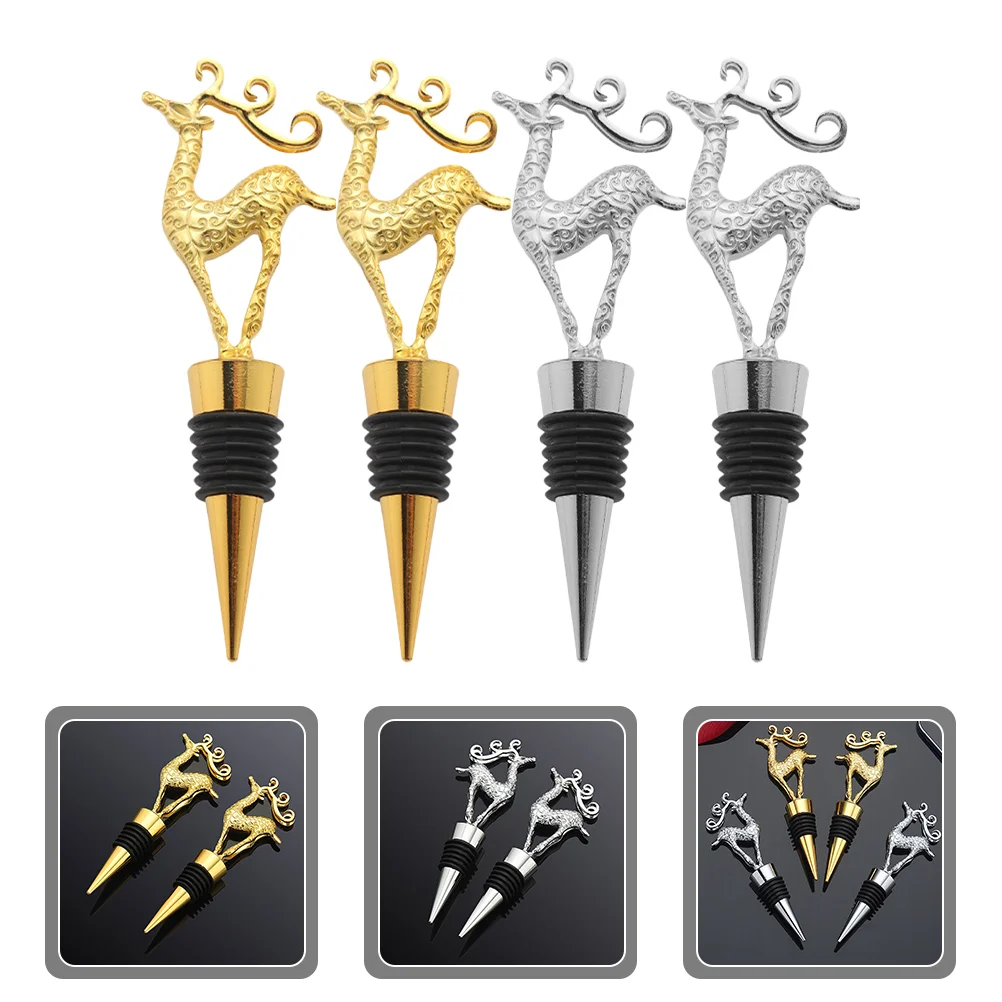 

Stopper Bottle Christmas Stoppers Plug Corksbeverage Sealing Party Accessories Santa Decorative Champagne Reindeer Head Deer