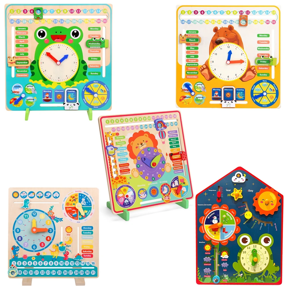 

Wooden Weather Season Calendar Clock Cognitive Toy Children Educational Learning Toy Preschool Teaching Aids Kids Time Cognition