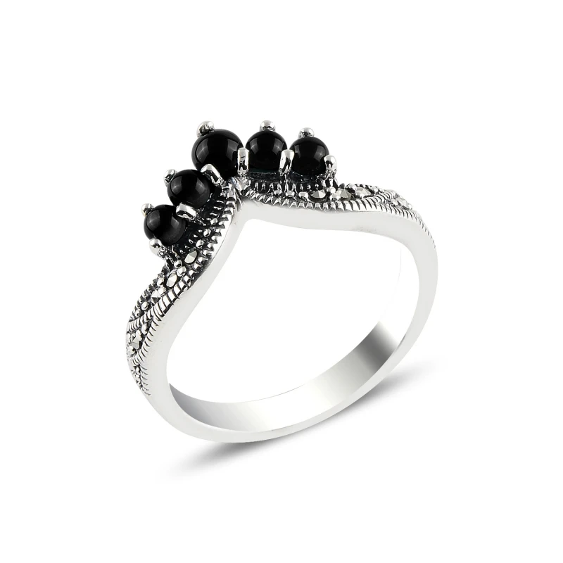 

Серебряное кольцо 925 пробы Onyx & Marcasite