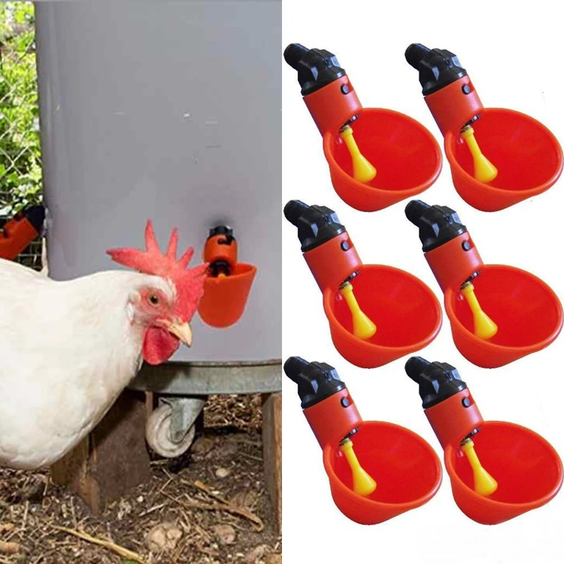 

10 Pcs Poultry Water Drinking Cups Automatic Quail Chicken Drinking Plastic Chicken Fowl Drinker Cups Breeding Equipment