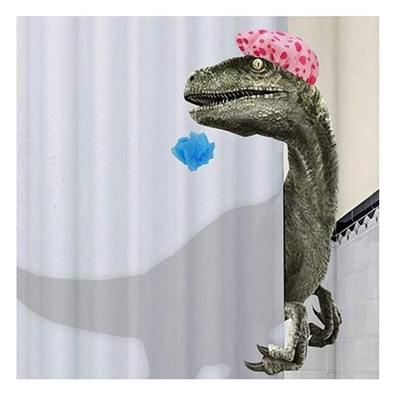 

Забавная занавеска для душа в виде динозавра, занавеска для ванной комнаты с крючком, занавеска для душа из ткани в виде мультяшного динозавра для купания для детей