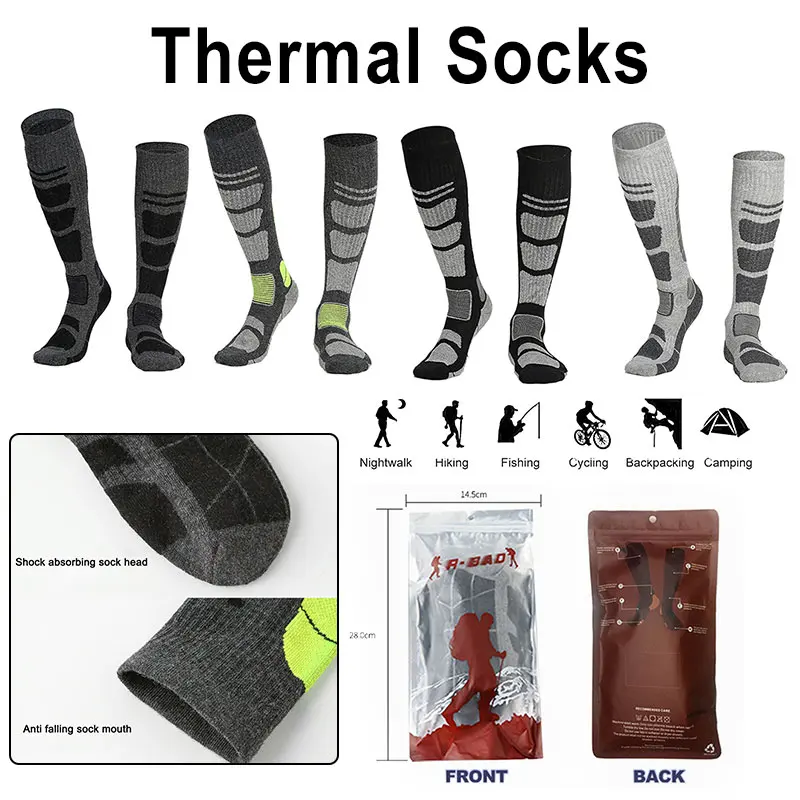 

Wool Ski Socks Unisex Winter Warm Compression Socks Anti Falling Thermal Knee-high Socks Shock Absorption for Sports Accessories