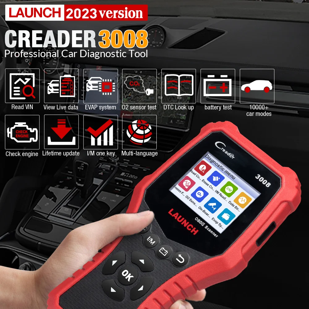 

LAUNCH X431 Full OBD2 Scanner CR3008 Car Diagnostic Tool Check Engine Battery Auto OBDII Code Reader Free Update pk CR3001 KW850