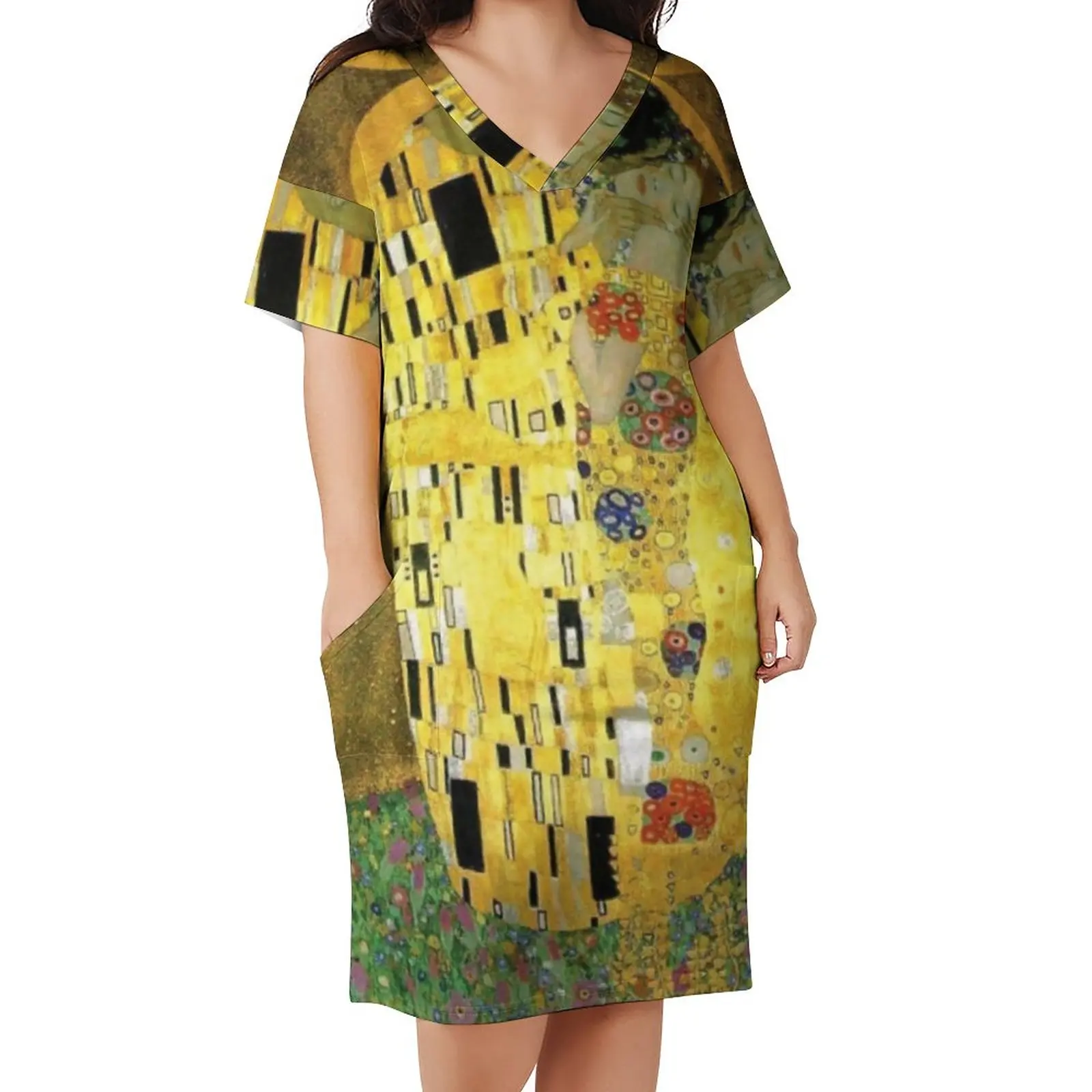 

Художественное платье Gustav Klimt с коротким рукавом, уличные модные платья Kiss, летнее Элегантное повседневное платье, женская графическая Одеж...