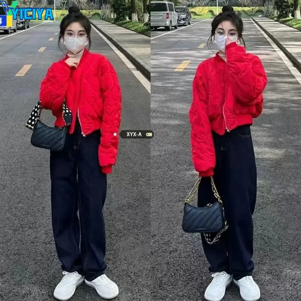 YICIYA Jackets For Women 2023 Oversized Short Coats Female Winter Long Sleeve Bomber Jackets Parkas Coat Spring Autumn Outerwear