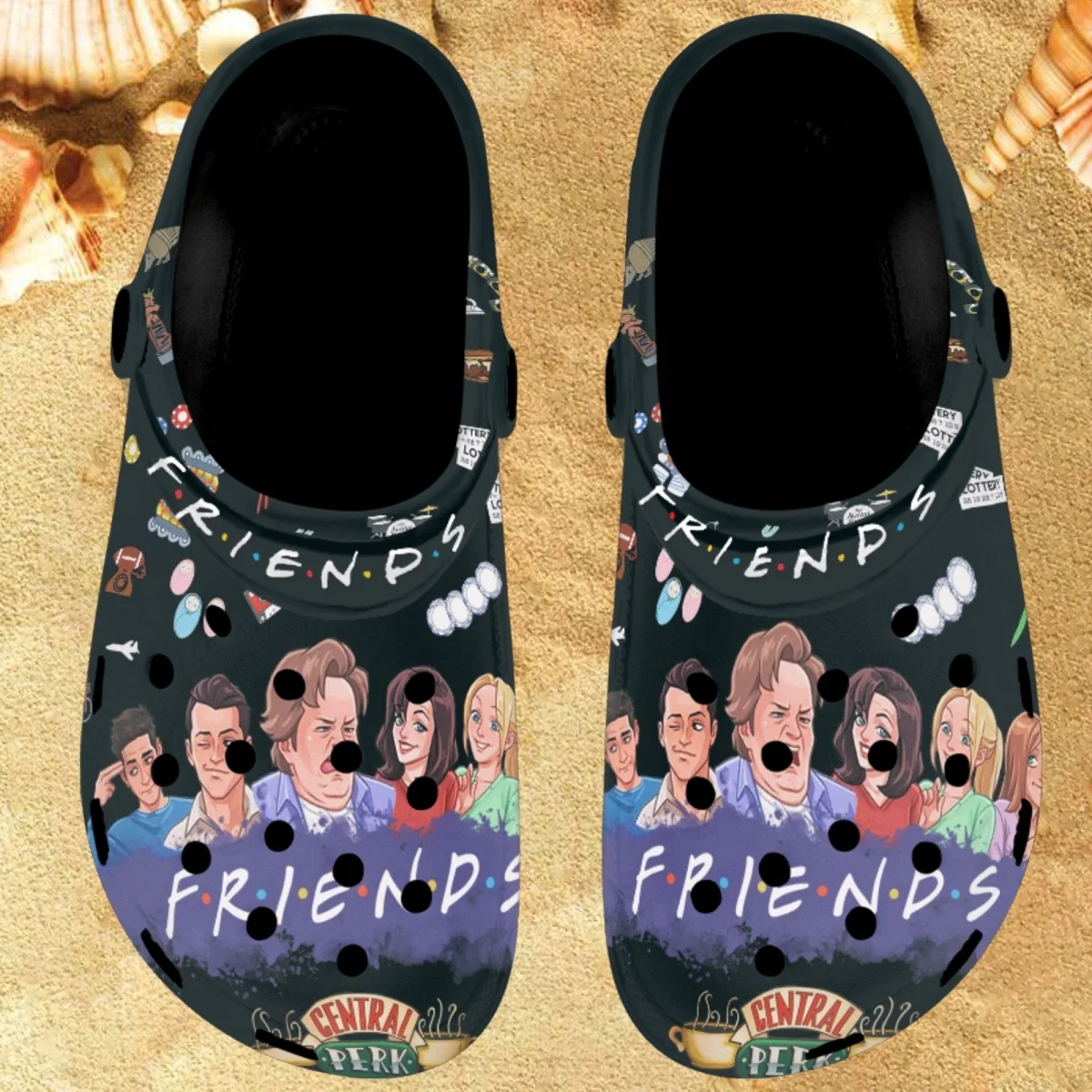 

Nopersonality Friends TV Series Black Slippers Fashion Classic Women's Slide Grown-up Casual Sandal Breathable Everyday Out