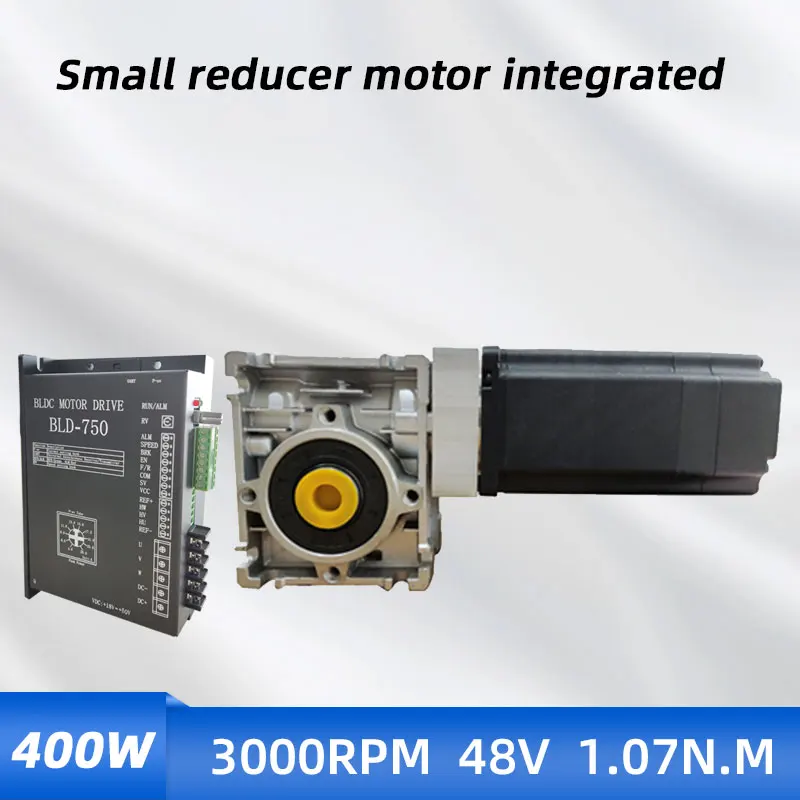 RV30 Worm Gear Motor 48V Speed Reducer 60mm 400W BLDC  Worm Gear Reducer Self Locking Brushless DC Motor