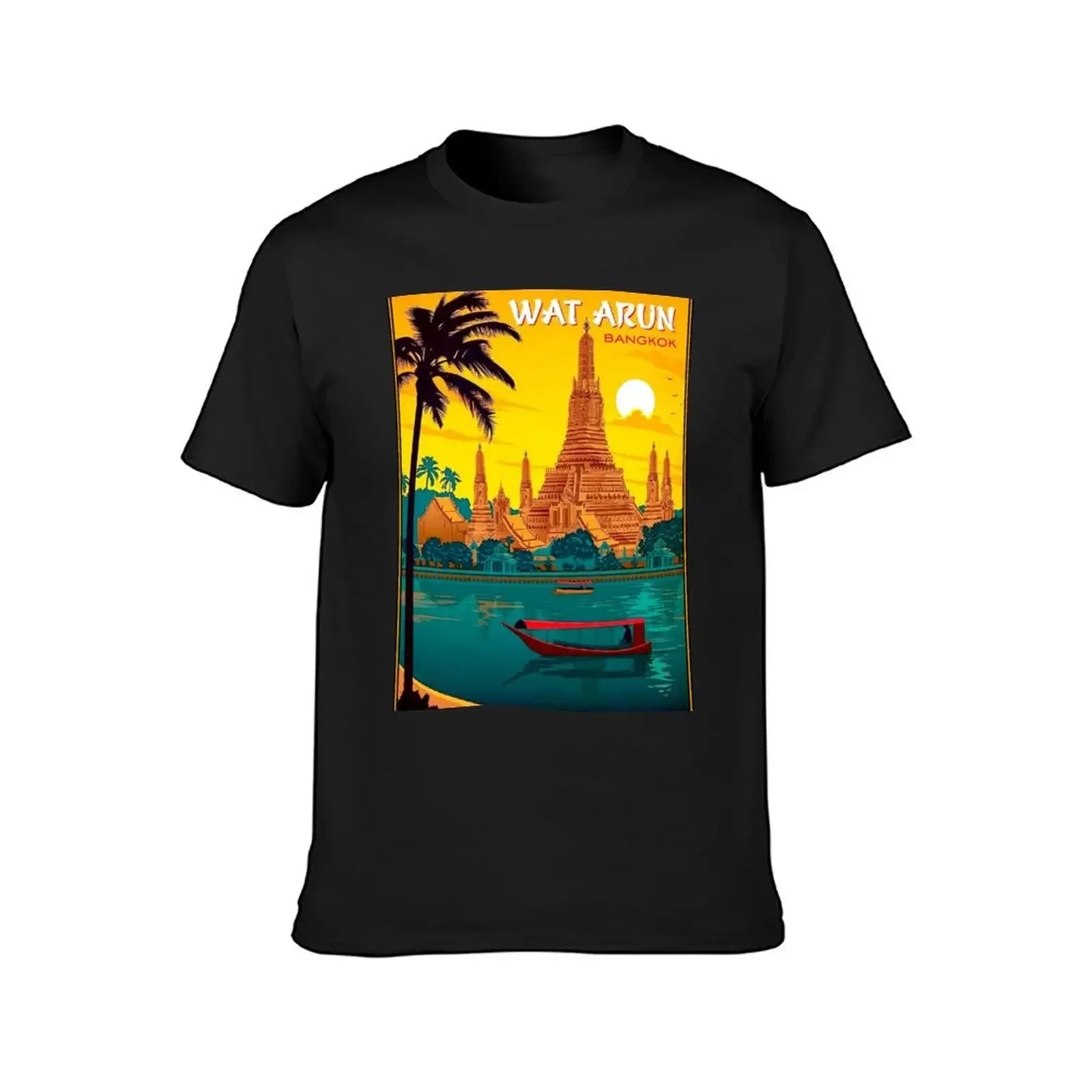 Тайланд: Винтажная Футболка с принтом храма Аруна ват мешковатые рубашки мужские