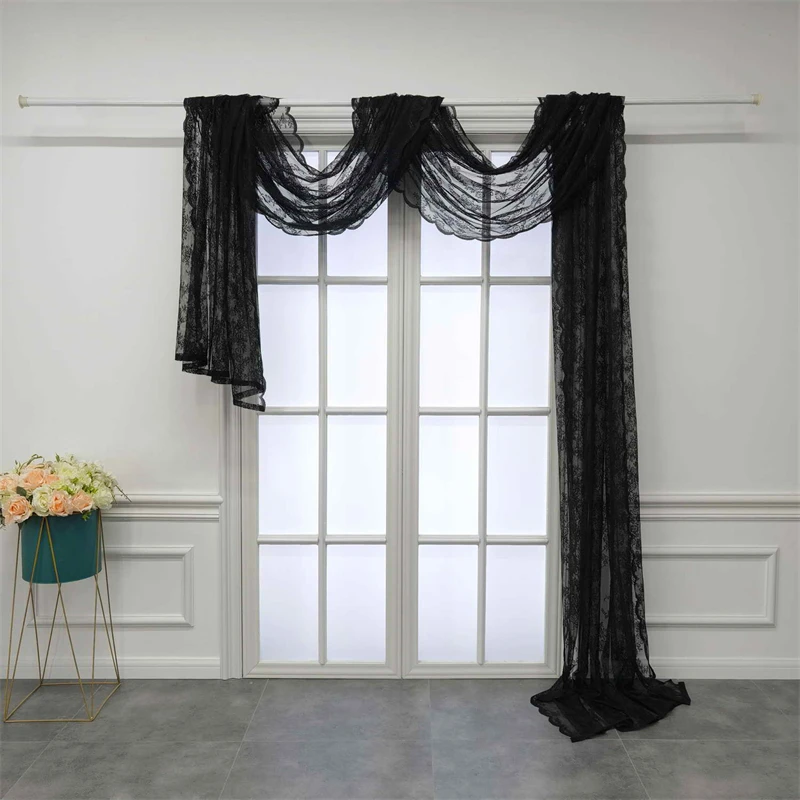 

White Lace Wavy Edge Warp Knitted Mosquito Net Sheer Tulle Bedroom Curtains For Living Room Balcony Window Voile Fabric Drapes