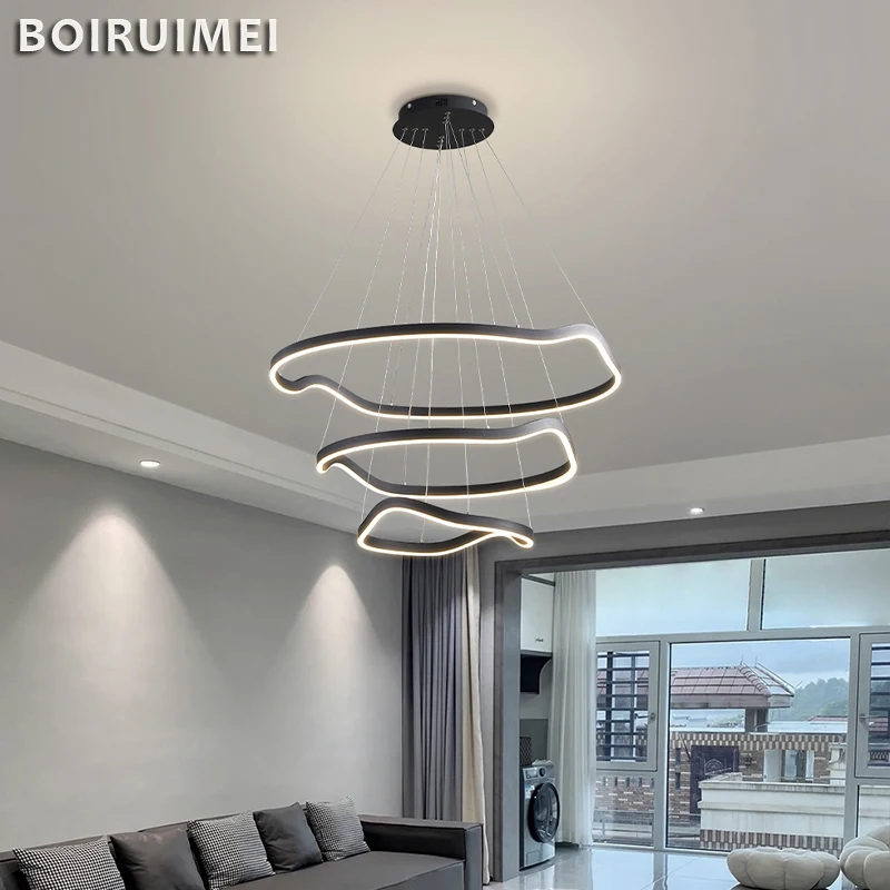 Creative Modern Pendant Lights Led Lamp For Living Room Bedroom Circular Chandelier Home Decoration Dining Table 1/2/3Ring Lamps