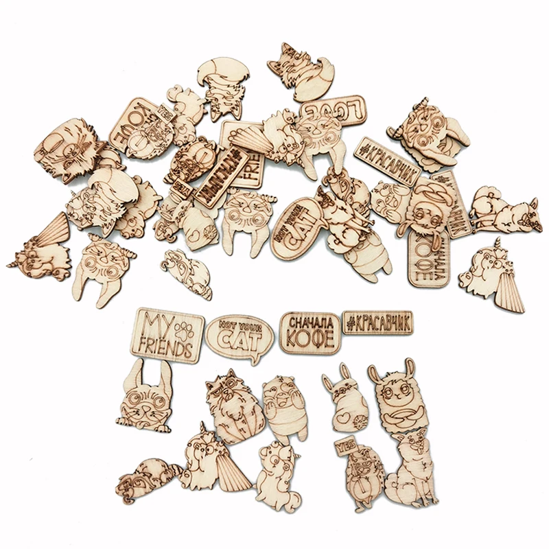 

20pcs Wooden "My friends" Tag Slices Unfinished Wooden Crafts with Various Cutout(Random Style)