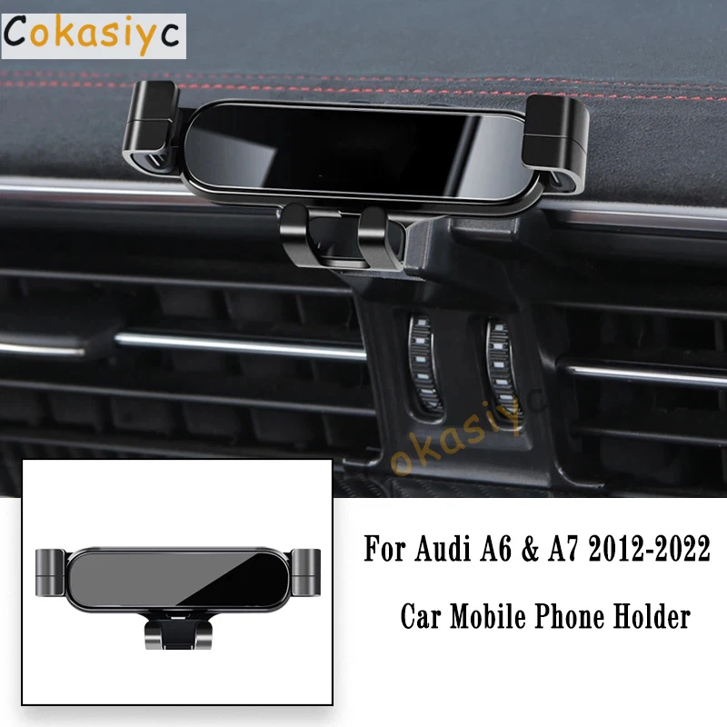 Фото Держатель для телефона в автомобиль для Audi A6 A7 C8 4A2 4A5 4GH 4GJ 2012-2022, гравитационный кронштейн для навигации, крепление на воздуховод, автоаксессуары №1