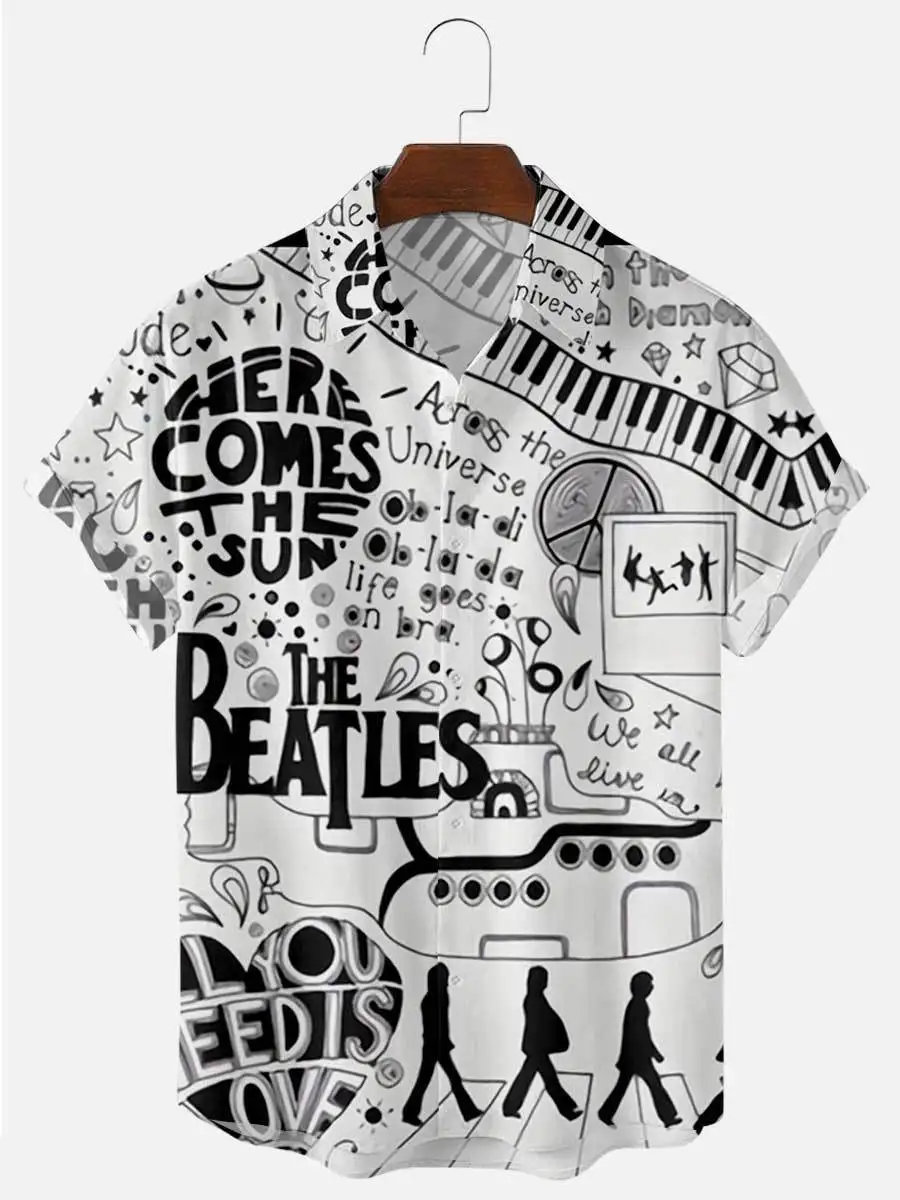 

2021 Summer Short-sleeved Shirt Pattern Stitching 3D Digital Printing Men's Top