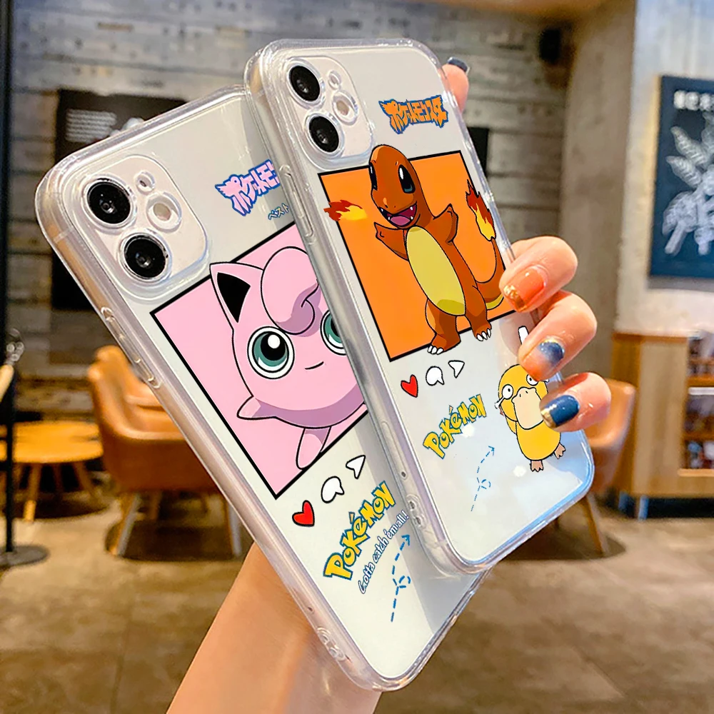 

Pokemon Pikachu Ultra Thin Clear Phone Case For Apple iPhone 13 12 11 Pro 12 13 Mini X XR XS Max SE 5 6 6s 7 8 Plus Black Funda